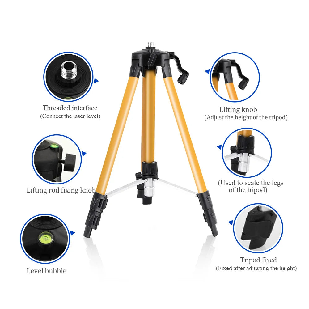 Trípode para Nivel Láser XMSJ – Altura Regulable 1,2m/1,5m con Adaptador 5/8" y Recubrimiento Anticorrosivo
