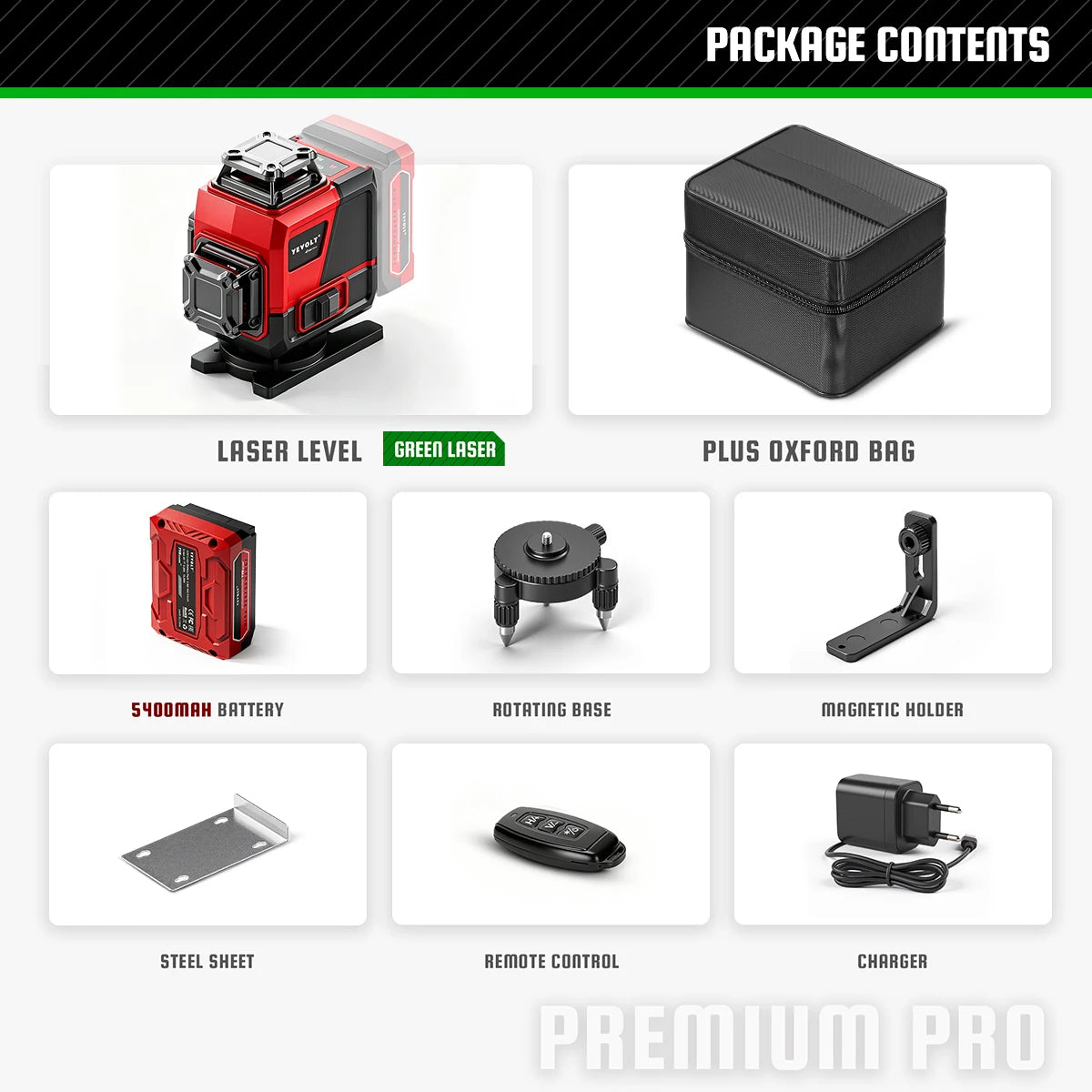 Nivel láser profesional accesorios de carga incluidos