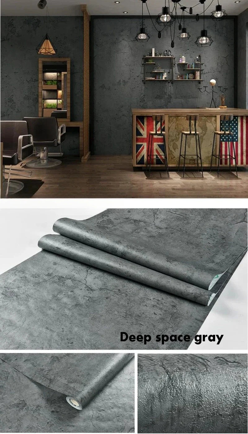 Papel pintado PVC gris oscuro estilo industrial