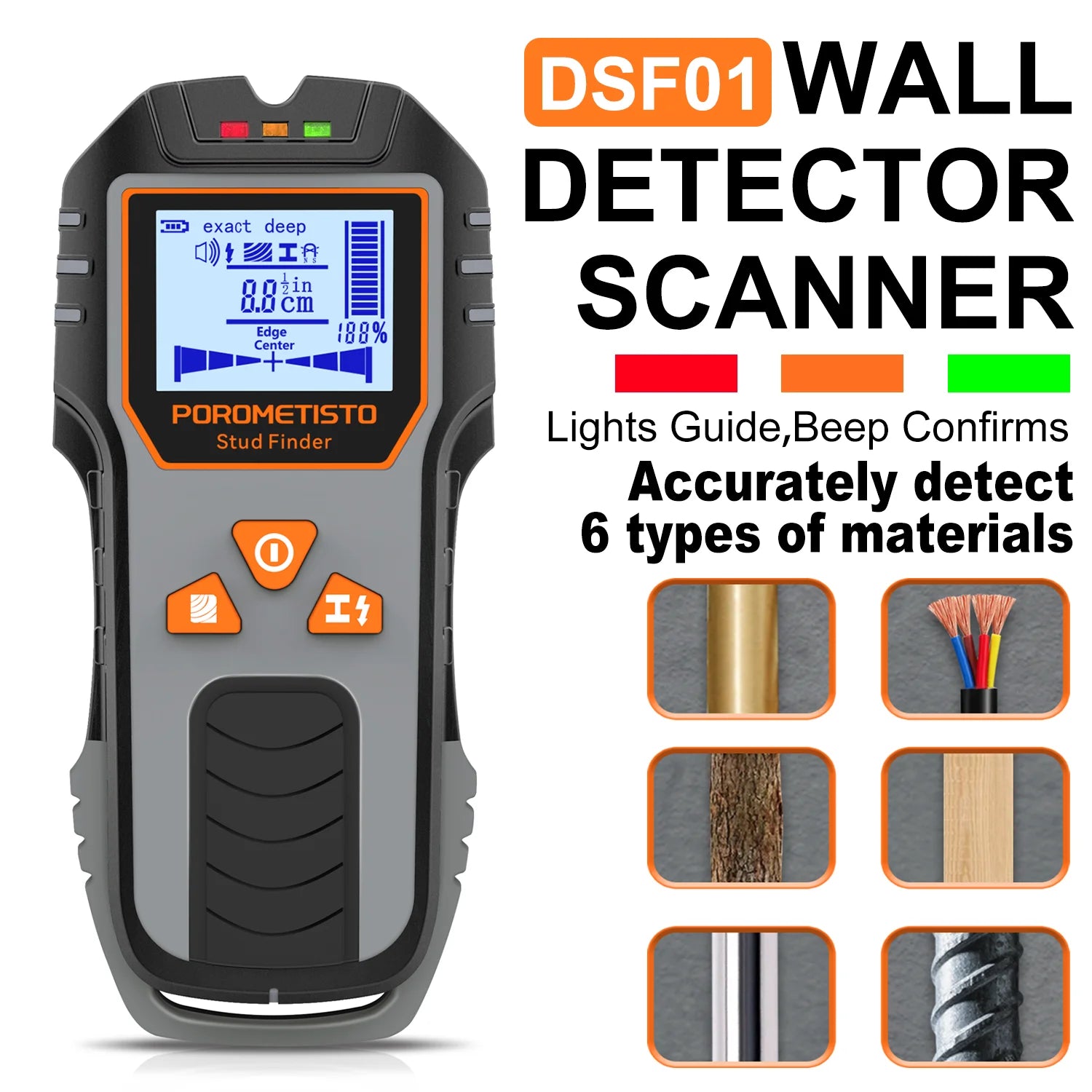 Detector de Pared 6 en 1 - Cables, Metal y Tuberías