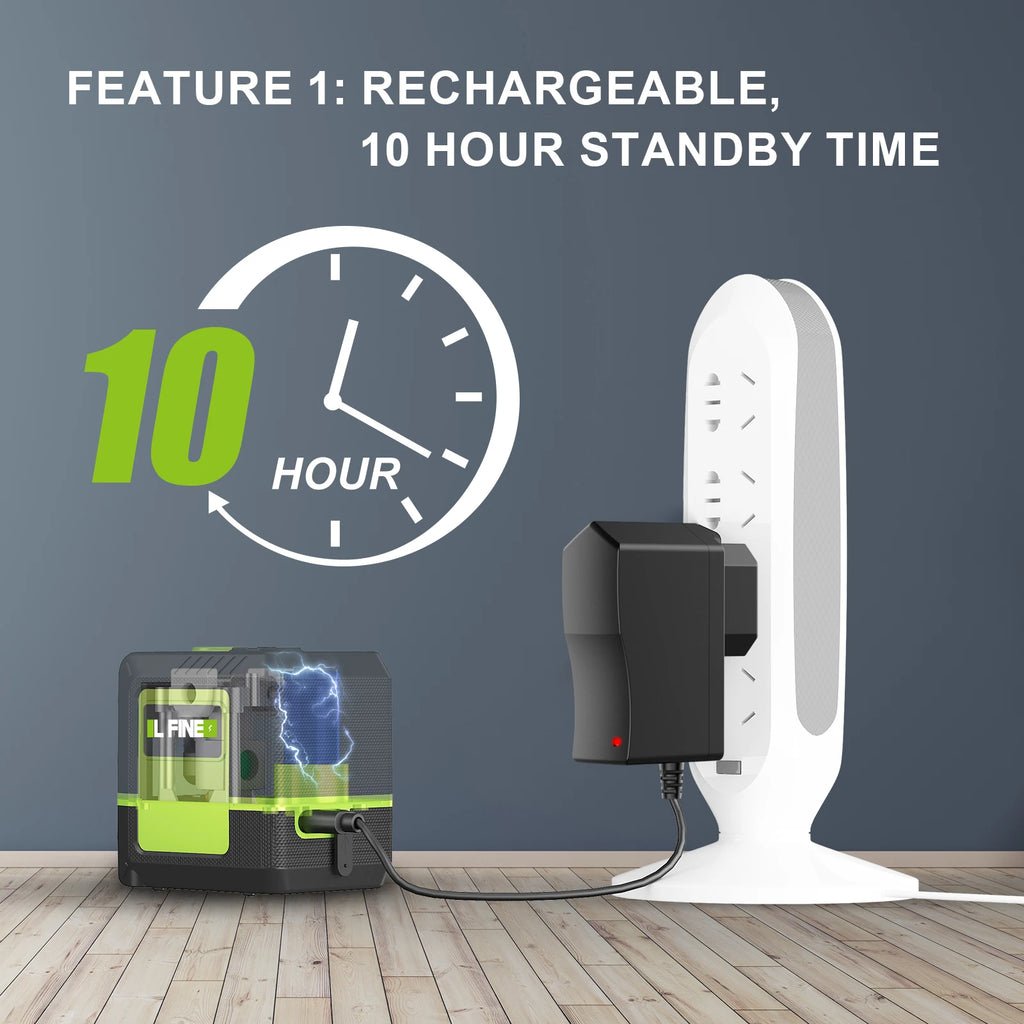 Nivel Láser Verde 2 Líneas Autonivelante 360° LFINE – Recargable 10h con Trípode Incluido