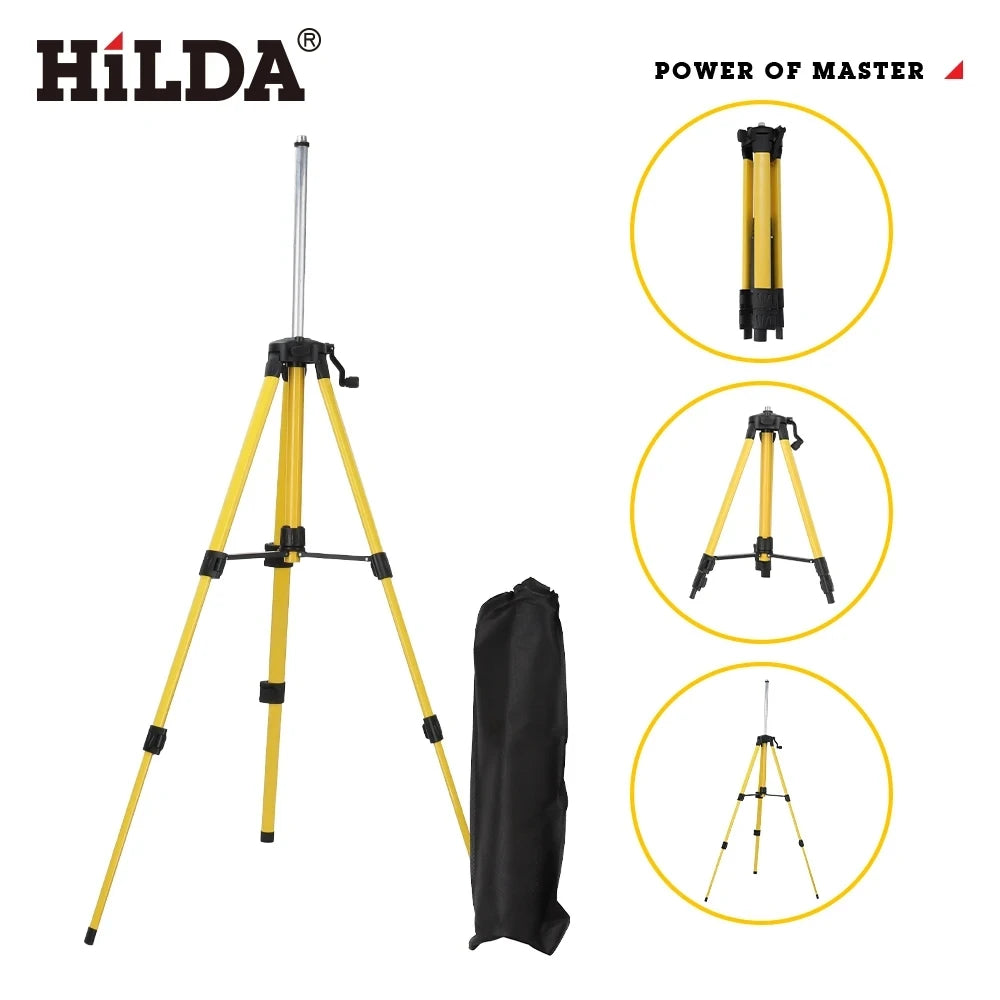 Trípode para Nivel Láser HILDA AB290 – Altura Regulable 1,2m/1,5m en Ferroaleación con Adaptador 5/8"