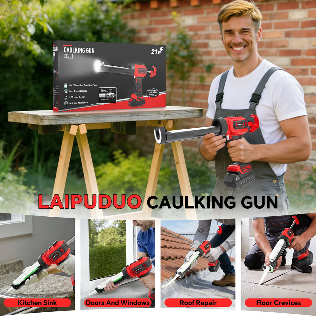 Pistola de Silicona Eléctrica Inalámbrica LaiPuDuo 300ml - Velocidad Variable