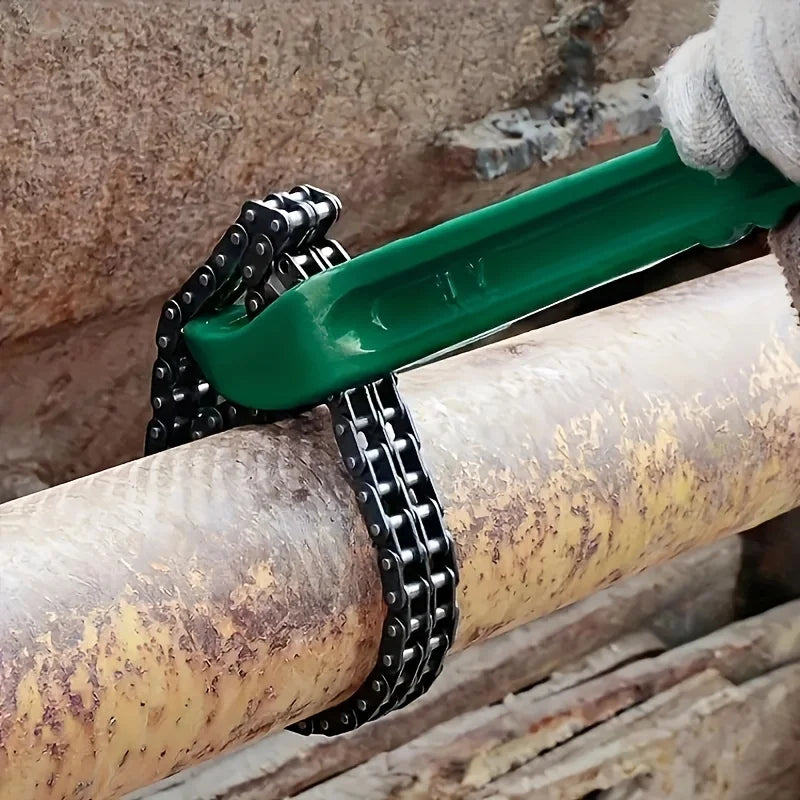 Llave de Cadena de Acero para Filtros de Aceite y Tuberías – Agarre Ajustable con Mango Ergonómico