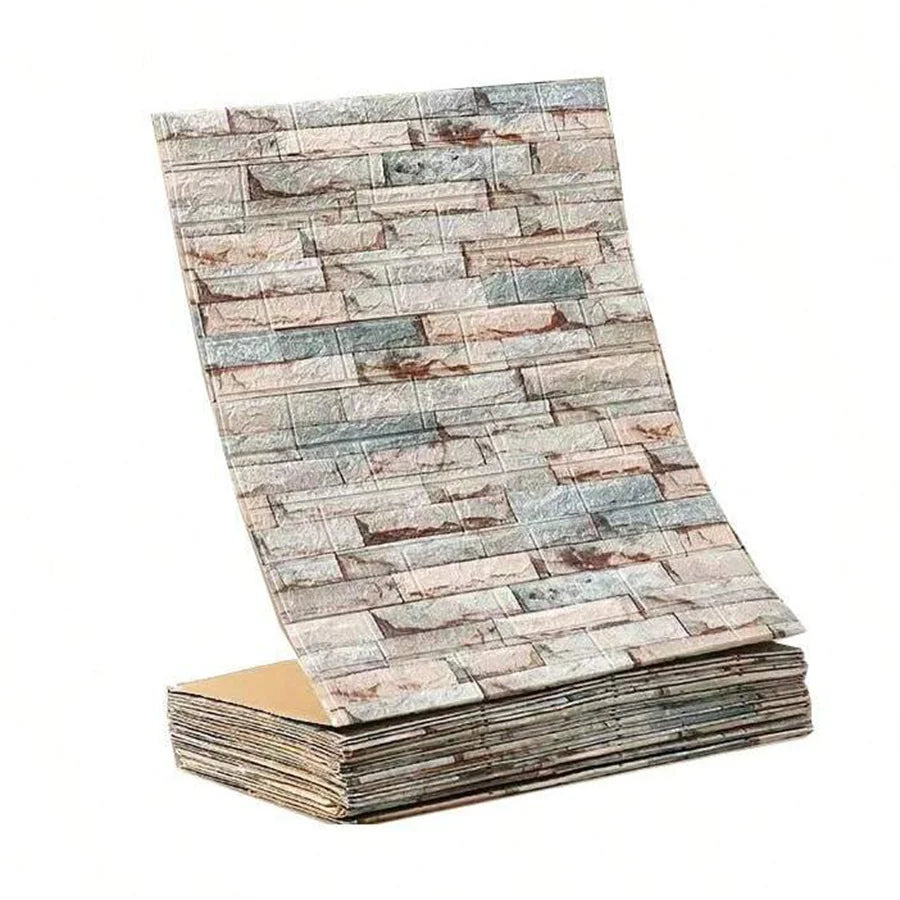 Papel Pintado 3D Autoadhesivo Efecto Ladrillo | Rollo Continuo 70cm x 1/3/5/10M | Impermeable