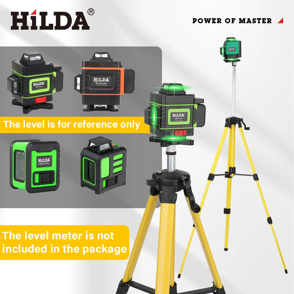 Trípode para Nivel Láser HILDA AB290 – Altura Regulable 1,2m/1,5m en Ferroaleación con Adaptador 5/8"