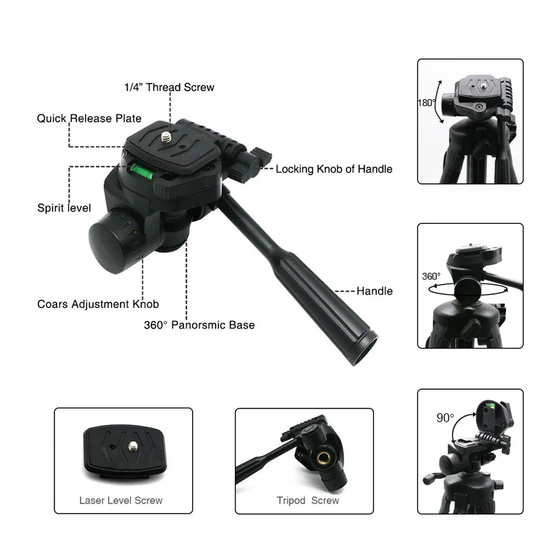 CLUBIONA LB06 Swivel Tripod Head – 1/4" Screw and 5/8" Base for Laser Level and Camera