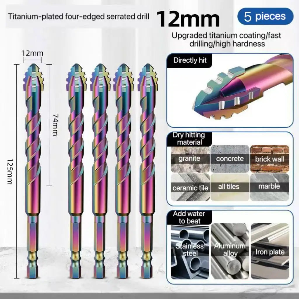 Set de Brocas de Diamante Cuatro Filos para Cristal, Azulejo y Cerámica (3-12mm)