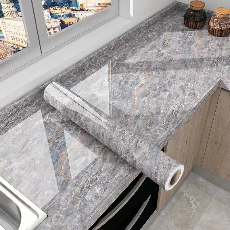 Papel pintado efecto mármol antiaceite para cocina