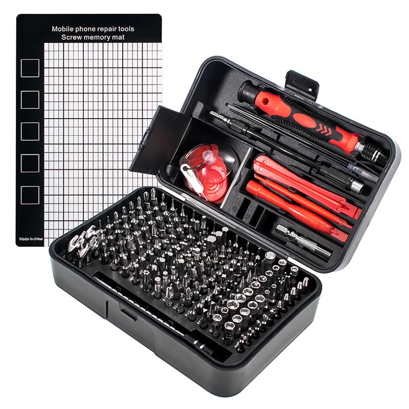 Set Destornilladores Magnético 170 en 1 | 154 Puntas de Precisión | Torx Hex Phillips | Reparación Móvil y Ordenador