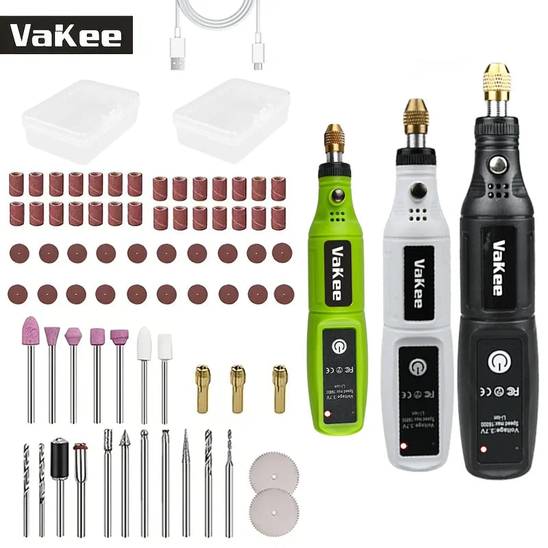 Mini Taladro Eléctrico USB Inalámbrico VaKee – Pluma Grabadora y Herramienta Rotativa DIY