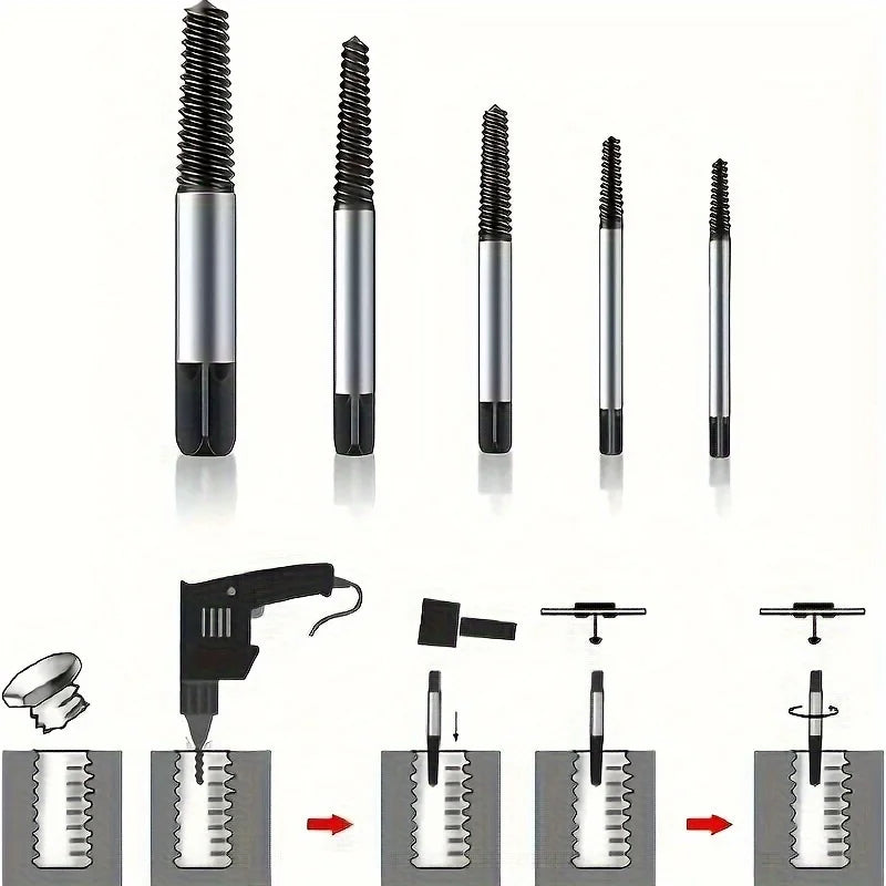 Set Extractor de Tornillos 5/6 Piezas para Metal y Madera