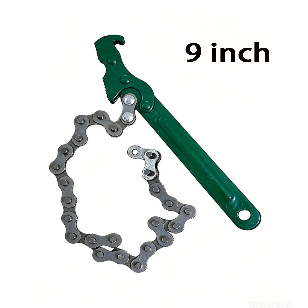 Llave de Cadena de Acero para Filtros de Aceite y Tuberías – Agarre Ajustable con Mango Ergonómico