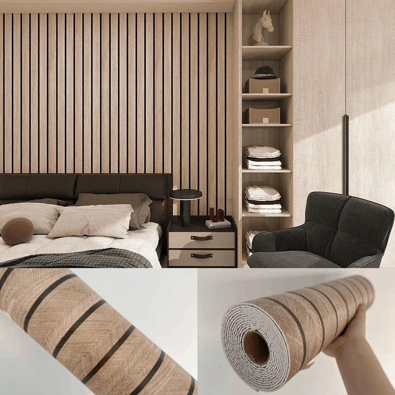 Papel Pintado Autoadhesivo Imitación Rejilla Madera | PVC Grueso Impermeable | Rollo 3M, 5M o 10M x 40cm