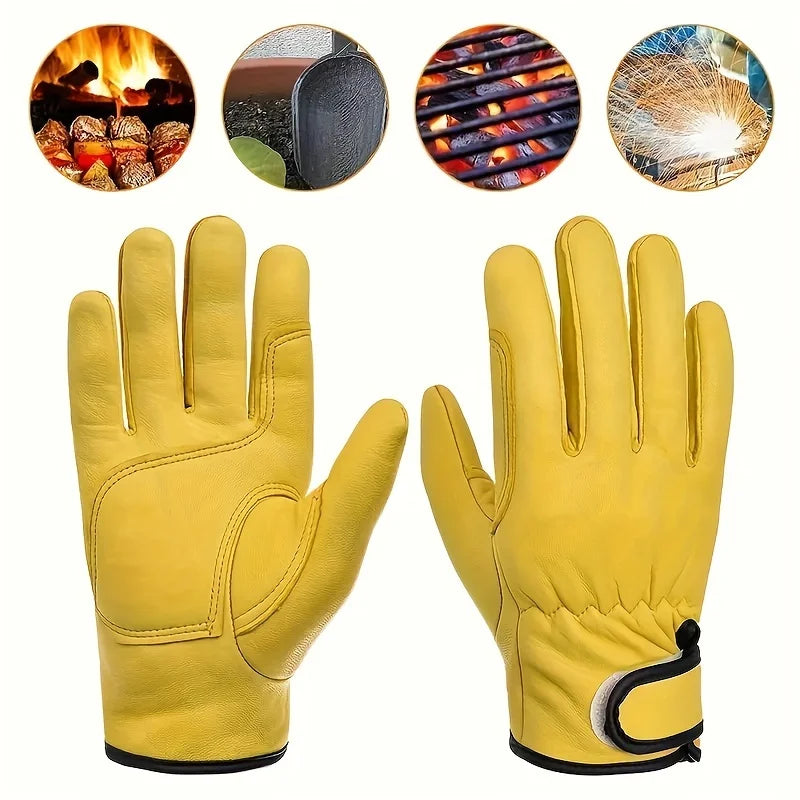 Guantes de Trabajo en Piel PU para Jardinería, Moto y Soldadura