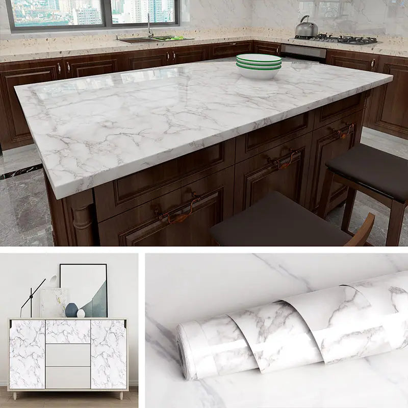 Vinilo Autoadhesivo Efecto Mármol | PVC Impermeable Resistente al Calor | Rollo 60cm | Cocina Baño Encimeras