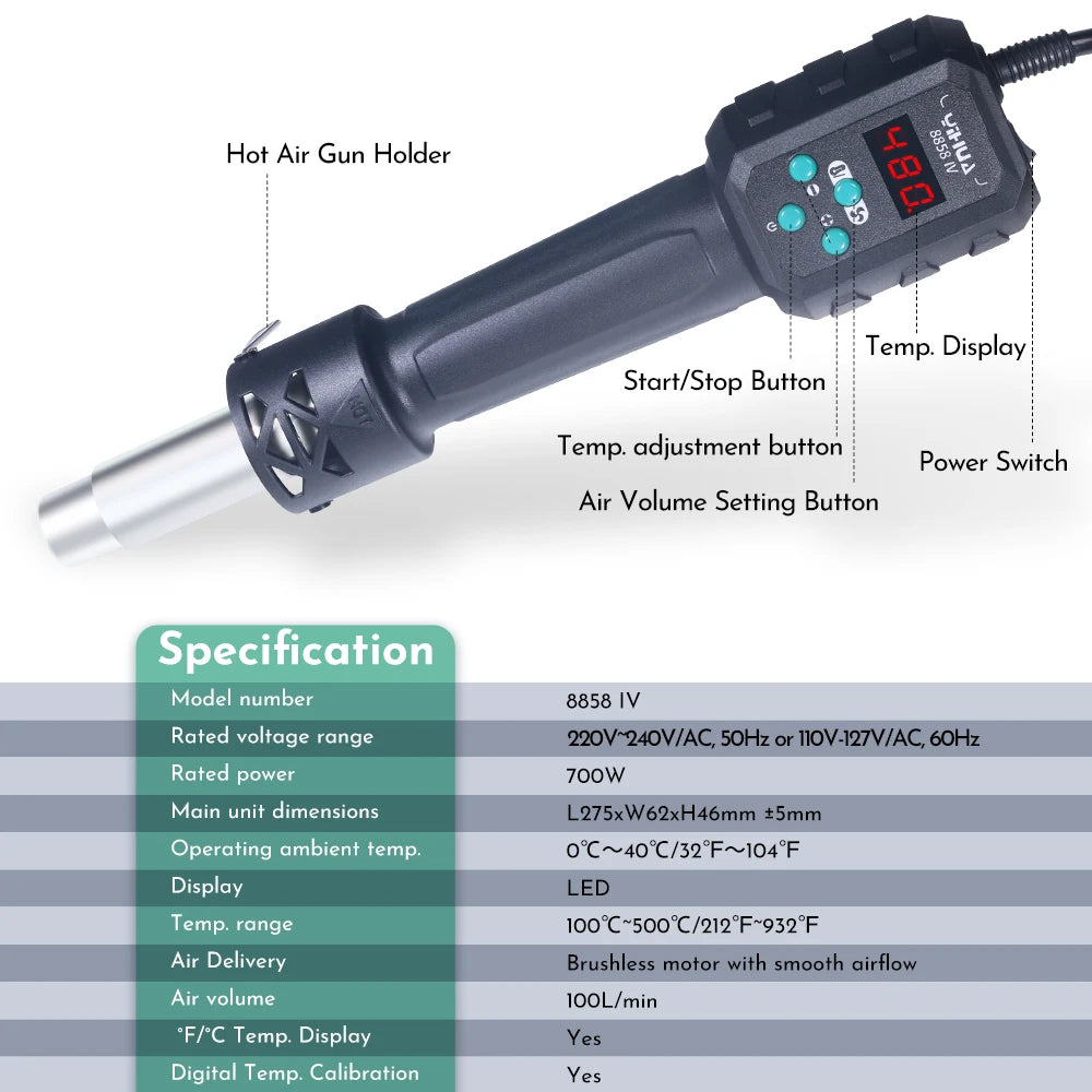 YIHUA 8858-IV 700W Digital Hot Air Rework Station