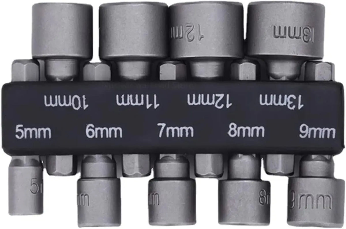 Set 9 Llaves de Vaso Hexagonales 5-13 mm | Puntas para Destornillador | Herramienta Profesional
