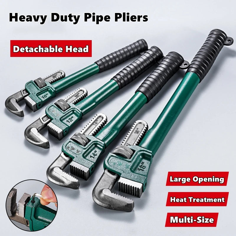 NIUXIANG Carbon Steel Straight Pipe Wrench – Adjustable 10", 12", 14", and 18" for Plumbing and Industrial Use