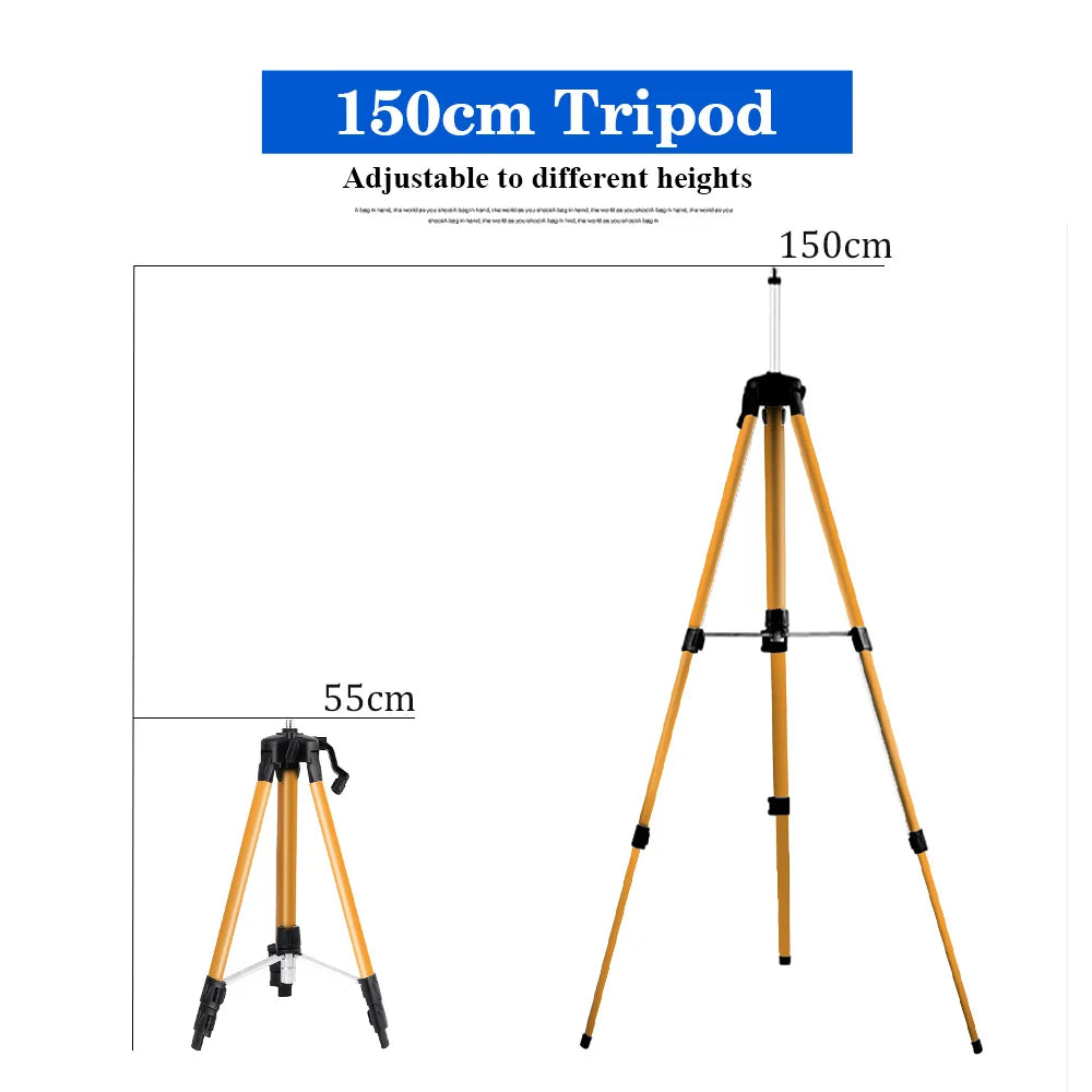Trípode para Nivel Láser XMSJ – Altura Regulable 1,2m/1,5m con Adaptador 5/8" y Recubrimiento Anticorrosivo