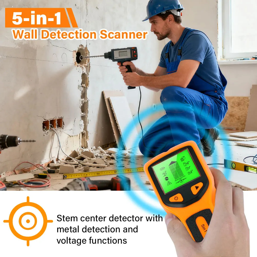 Detector de Pared 5 en 1 - Cables, Tornillos y Tuberías