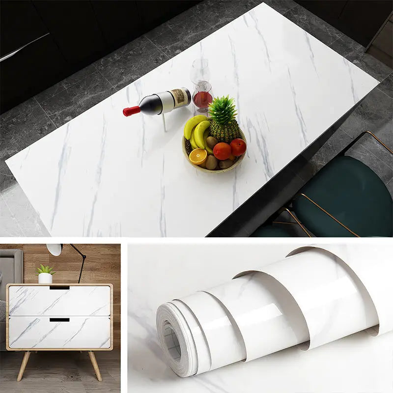 Vinilo Autoadhesivo Efecto Mármol | PVC Impermeable Resistente al Calor | Rollo 60cm | Cocina Baño Encimeras