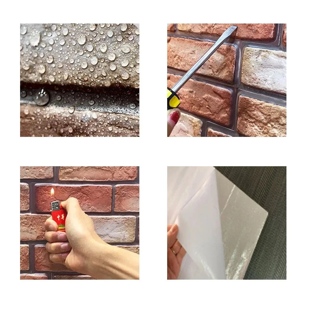 Paneles 3D Autoadhesivos Efecto Ladrillo Retro | PVC Impermeable Ignifugo | Pack 5 o 10 uds 30x30cm