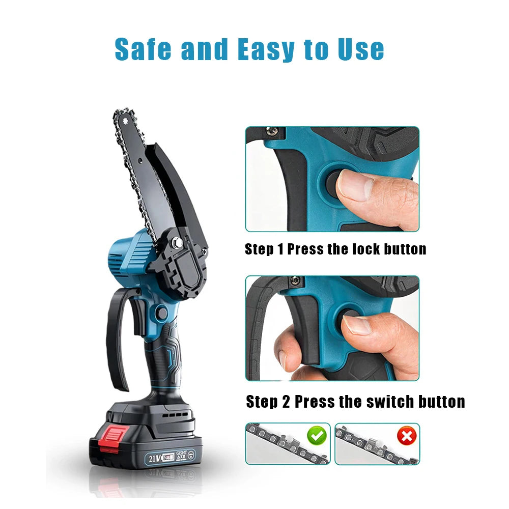 6" Cordless Pruning Chainsaw | Makita 18V Battery Compatible | 1200 RPM | Wood Cutting and Pruning