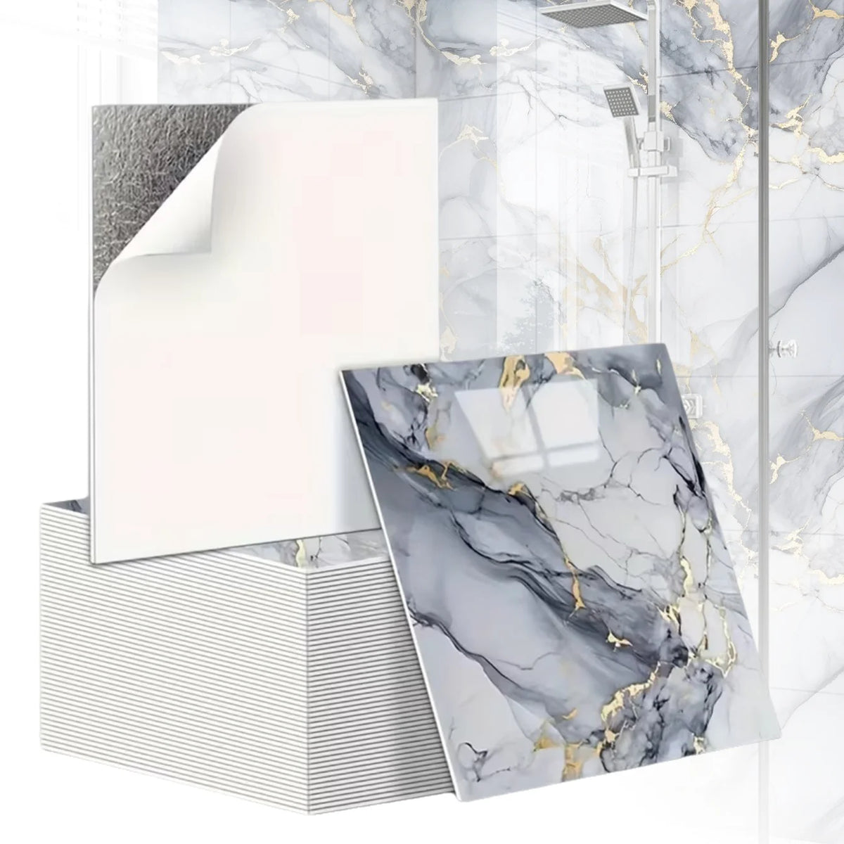 Azulejos autoadhesivos 3D efecto mármol