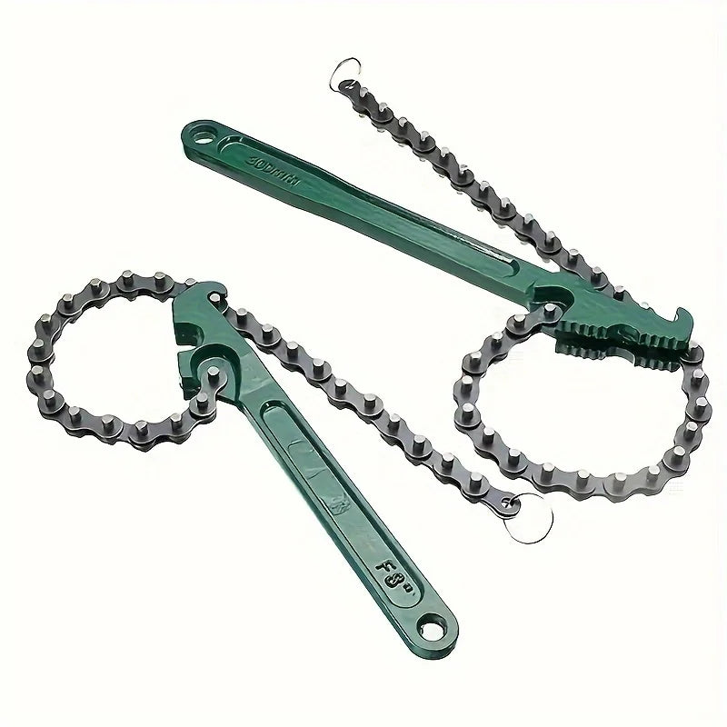 Llave de Cadena de Acero para Filtros de Aceite y Tuberías – Agarre Ajustable con Mango Ergonómico