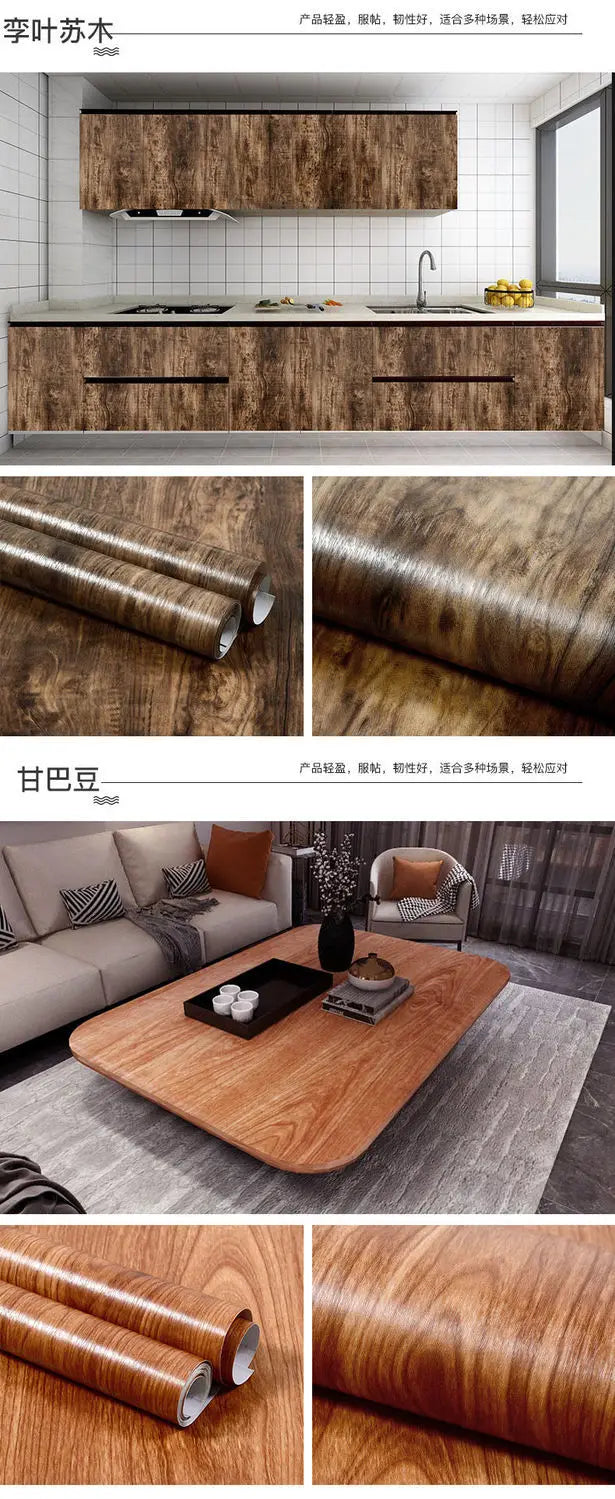 Vinilo Adhesivo Efecto Madera para Muebles | PVC Impermeable Autoadhesivo | Renovación Fácil