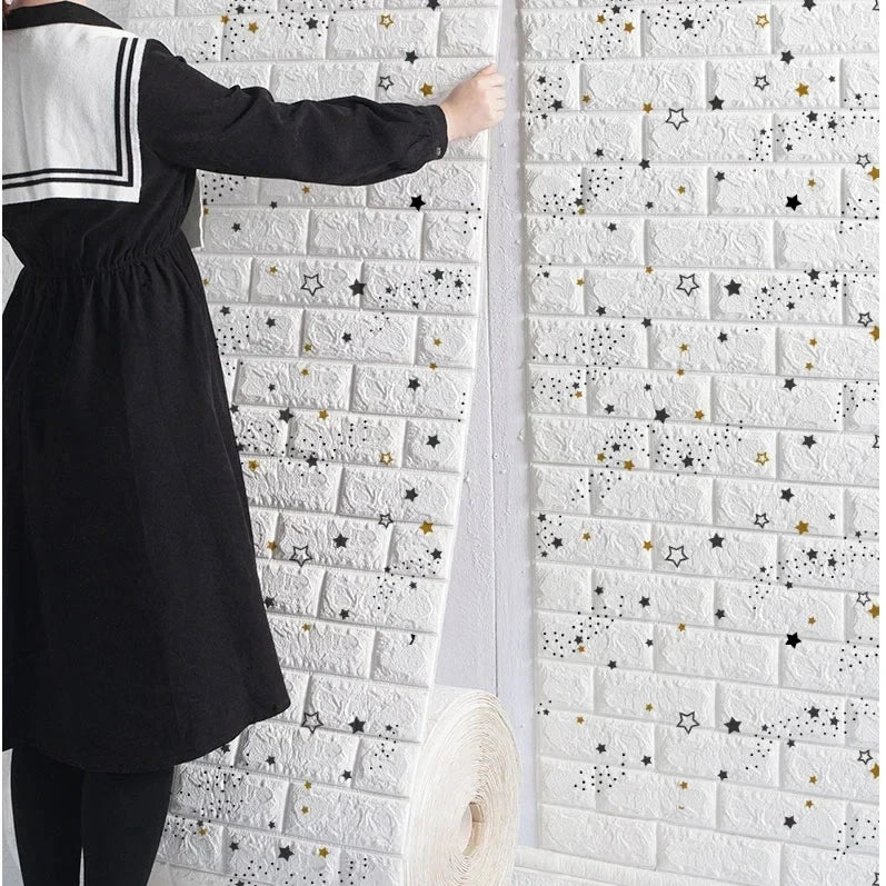 Papel Pintado 3D Autoadhesivo Efecto Ladrillo | Rollo Continuo 70cm x 1/3/5/10M | Impermeable