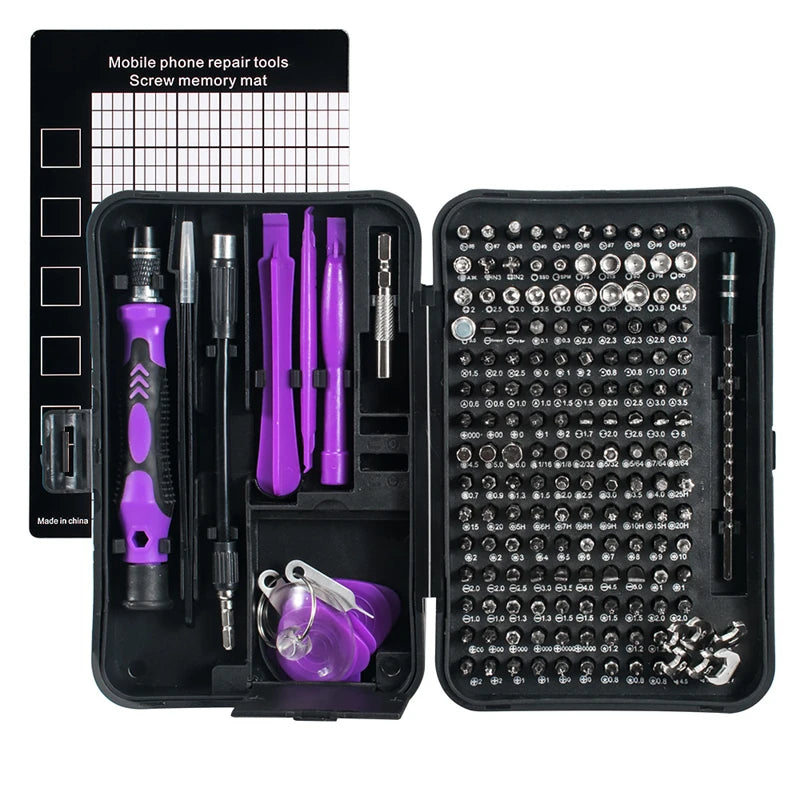 Set Destornilladores Magnético 170 en 1 | 154 Puntas de Precisión | Torx Hex Phillips | Reparación Móvil y Ordenador
