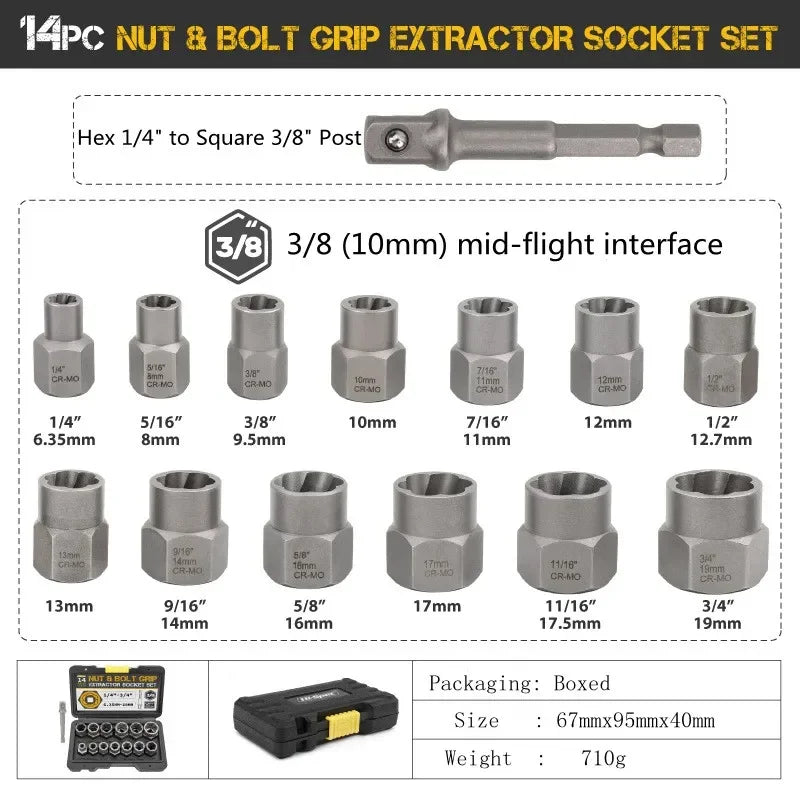 Kit de Extracción de Impacto para Tornillos Dañados