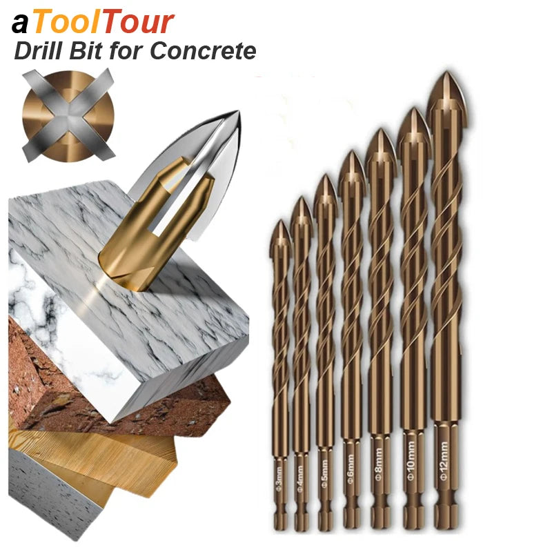 Brocas para Hormigón, Cerámica, Vidrio y Azulejo – Vástago Hexagonal 3mm a 12mm