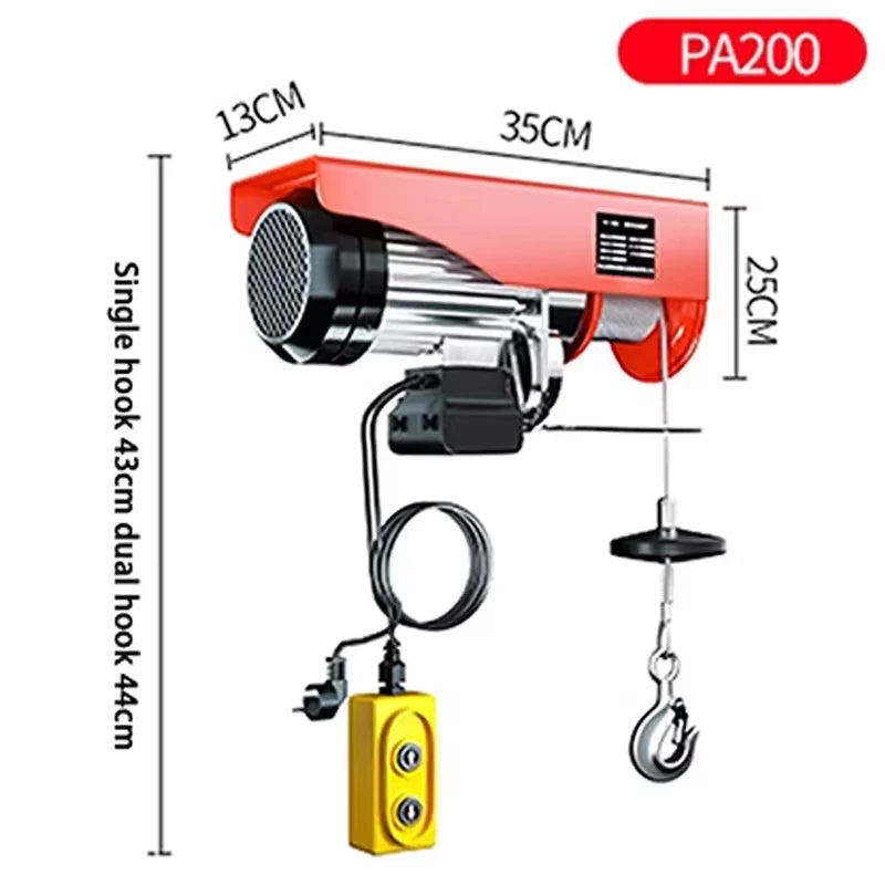Mini Polipasto Eléctrico 220V con Cable de Acero – Grua Doméstica y de Construcción con Mando