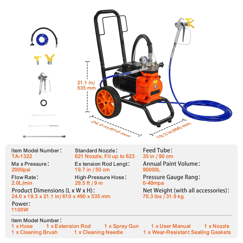 Pistola de pintura airless con carro profesional