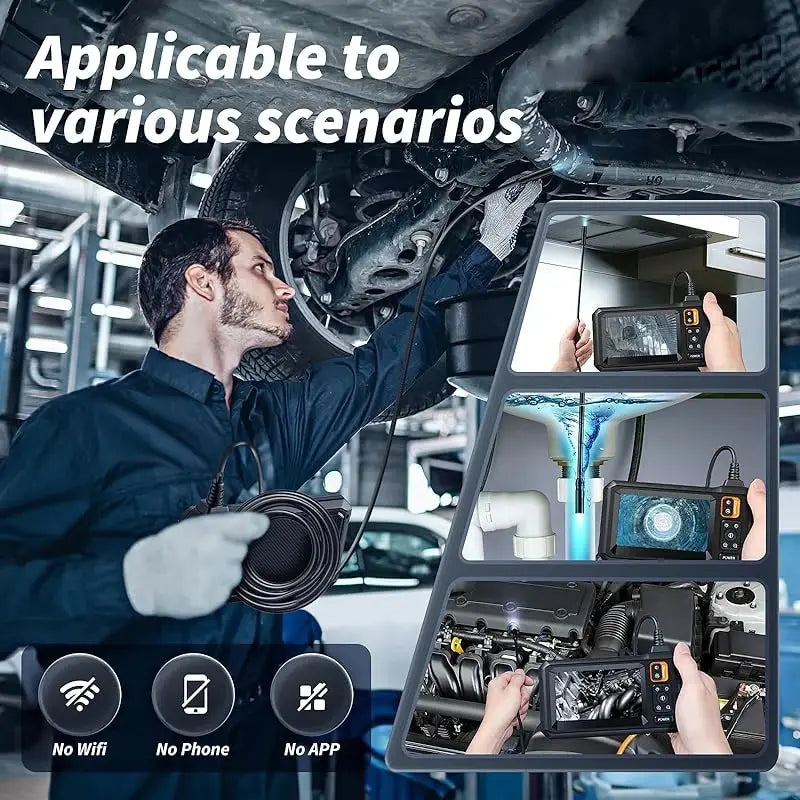 Cámara Endoscópica Industrial 8mm HD 1080P – Pantalla IPS 4,3" – IP67 – 8 LEDs
