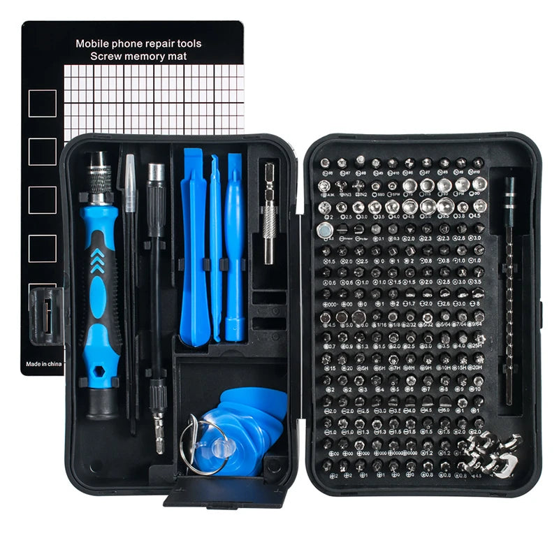 Set Destornilladores Magnético 170 en 1 | 154 Puntas de Precisión | Torx Hex Phillips | Reparación Móvil y Ordenador