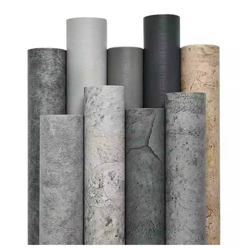 Papel pintado PVC gris oscuro estilo industrial