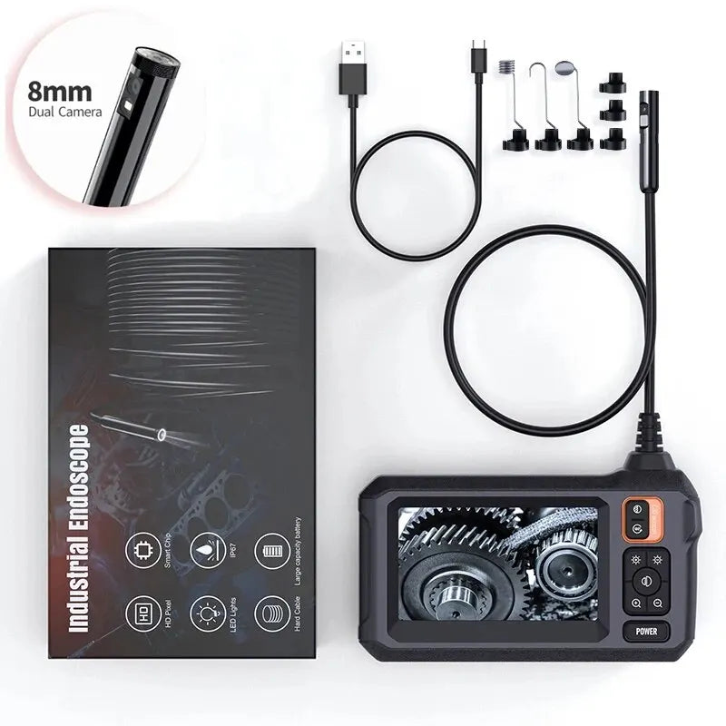 Cámara Endoscópica Industrial 8mm HD 1080P – Pantalla IPS 4,3" – IP67 – 8 LEDs