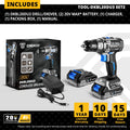 Taladro Atornillador Inalámbrico DEKO 20V Brushless - Kit Compacto (42N.m)