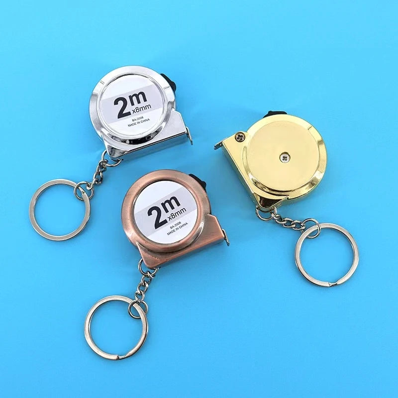 Cinta Métrica Mini Retráctil 2m con Llavero – Acero Inoxidable