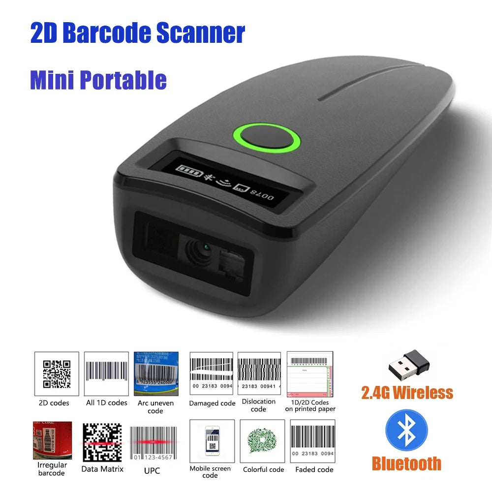 Lector de Códigos de Barras 2D Inalámbrico SYCREADER TD-W7 – Bluetooth 2.4G, QR, PDF417 con Almacenamiento