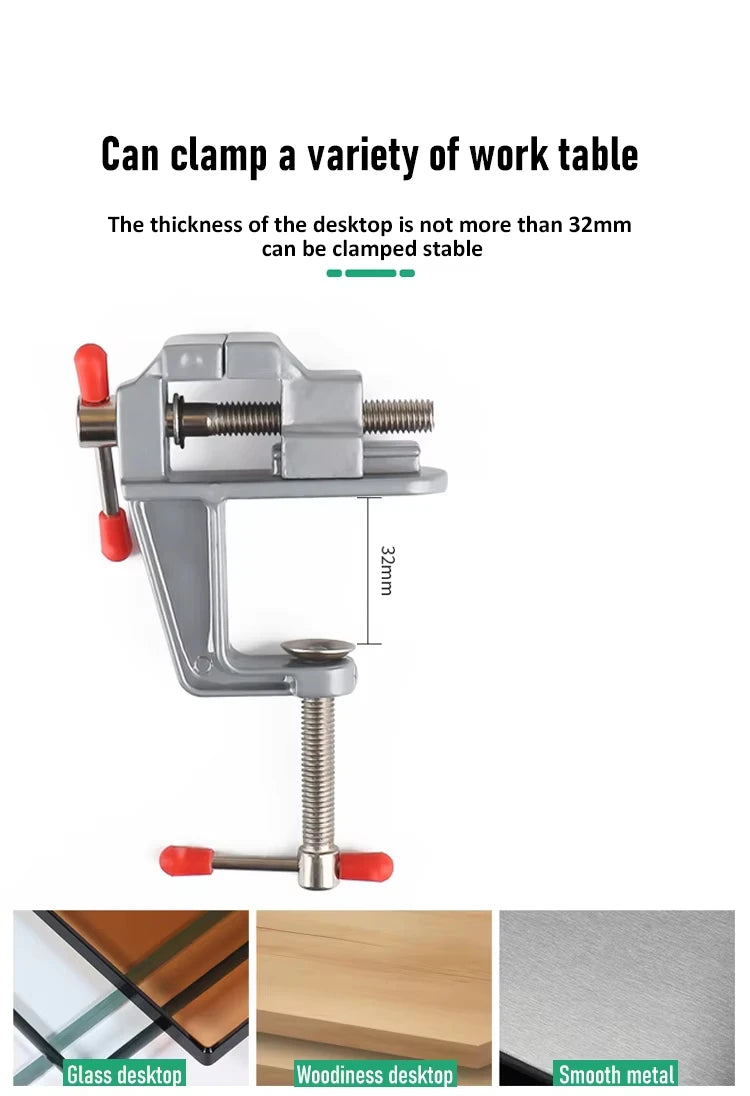 Tornillo de Banco Mini 3,5" Aluminio | Abrazadera de Mesa Multifuncional | Joyeros Modelismo Electrónica | Certificado CE