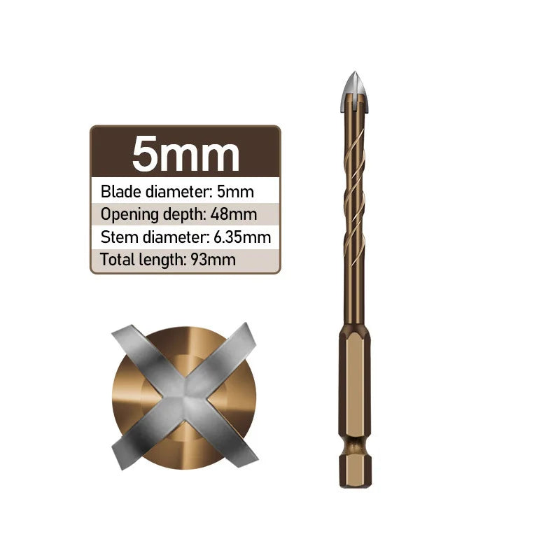 Brocas para Hormigón, Cerámica, Vidrio y Azulejo – Vástago Hexagonal 3mm a 12mm