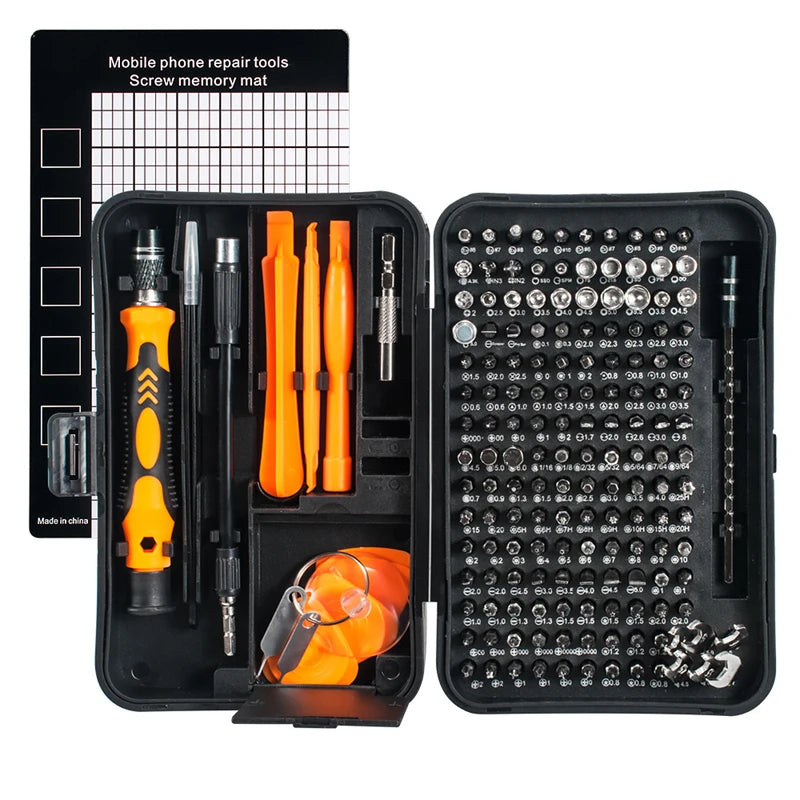 Set Destornilladores Magnético 170 en 1 | 154 Puntas de Precisión | Torx Hex Phillips | Reparación Móvil y Ordenador