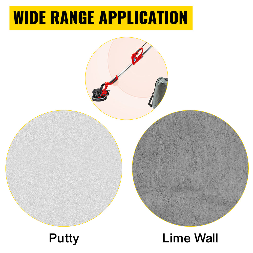 Lijadora Eléctrica de Pared y Techo 850W | Velocidad Variable 800-1750 RPM | Mango Telescópico | Luz LED | Bolsa de Polvo